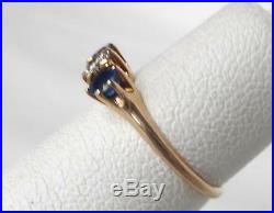 Vintage Art Deco 14k Rose Gold Sapphire Diamond 3 Stone Anniversary Band Ring