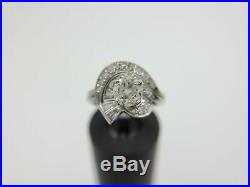 Vintage Art Deco 14k White Gold Old European Diamond Engagement Ring
