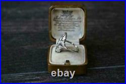 Vintage Art Deco 14k White Gold Over Engagement Wedding Ring 2 Ct Round Diamond