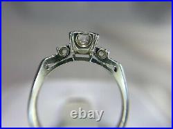 Vintage Art Deco 18k White Gold Round Old European Diamond Engagement Ring