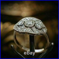 Vintage Art Deco 2.10Ct Round Lab-Created Diamond 14k White Gold Engagement Ring