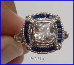 Vintage Art Deco 2.15Ct Cushion Lab Created Diamond 925 Silver Engagement Ring
