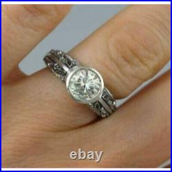 Vintage Art Deco 2.20Ct Round Cut Lab-Created Diamond Antique Engagement Rings