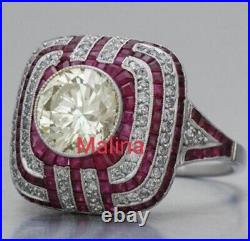 Vintage Art Deco 2.20ct White Moissanite 925 Sterling Silver Wedding Ring