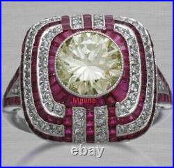 Vintage Art Deco 2.20ct White Moissanite 925 Sterling Silver Wedding Ring