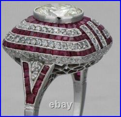 Vintage Art Deco 2.20ct White Moissanite 925 Sterling Silver Wedding Ring