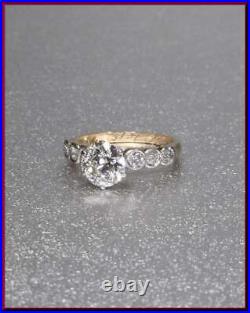Vintage Art Deco 2.25 Ct White Round Diamond Antique Edwardian Ring 925 Silver