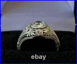 Vintage Art Deco 2.25Carat Round Cut Lab-Created Diamond Antique Engagement Ring