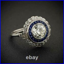 Vintage Art Deco 2.30Ct Round Cut Moissanite Antique Engagement Ring Size 7.5