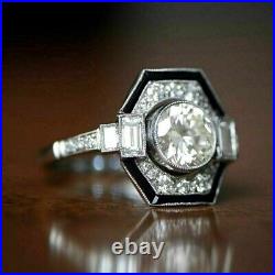 Vintage Art Deco 2.45 Ct White Diamond Engagement Ring In 14K White Gold Finish