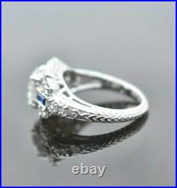 Vintage Art Deco 2.50 Ct Diamond Engagement & Wedding 14K White Gold Over Ring