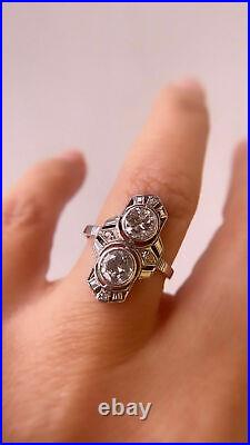 Vintage Art Deco 2.59 Ct Round Shape Lab-Created Diamond Antique Engagement Ring