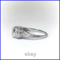 Vintage Art Deco 2.5Ct Round Moissanite Engagement Ring 14K White Gold Finish