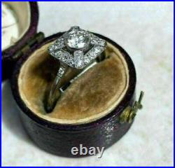 Vintage Art Deco 2.60Ct Round Lab Created Diamond 14k White Gold Engagement Ring