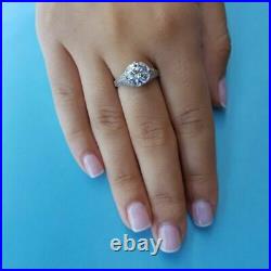 Vintage Art Deco 2.60Ct White Round Diamond Engagement Ring In 14k White Gold