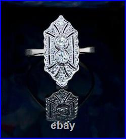 Vintage Art Deco 2.75 Ct Diamond Geometric Engagement 14K White Gold Finish Ring