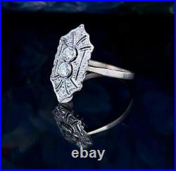 Vintage Art Deco 2.75 Ct Diamond Geometric Engagement 14K White Gold Finish Ring