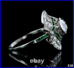 Vintage Art Deco 2.80 Ct Round Cut Diamond Engagement 14k White Gold Finish Ring