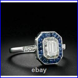 Vintage Art Deco 2.80Ct Emerald Cut Lab-Created Diamond Retro Engagement Rings