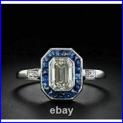 Vintage Art Deco 2.80Ct Emerald Cut Lab-Created Diamond Retro Engagement Rings