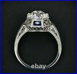 Vintage Art Deco 2.80Ct Round Lab-Created Diamond 14k White Gold Engagement Ring