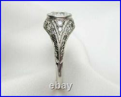 Vintage Art Deco 2.85 Ct Round Cut Moissanite Wedding Ring 14k White Gold Finish