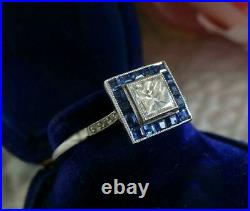 Vintage Art Deco 2 Ct Diamond Retro Era Engagement Ring In 14k White Gold Finish