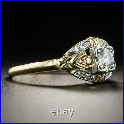 Vintage Art Deco 2 Ct Round Cut Lab-Created Diamond Two-Tone Antique Style Rings