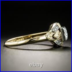 Vintage Art Deco 2 Ct Round Cut Lab-Created Diamond Two-Tone Antique Style Rings