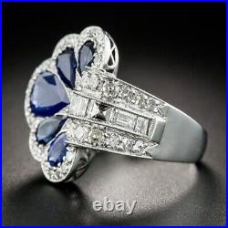 Vintage Art Deco 3.00 CT Pear Cut Simulated Diamond Promise Ring 10K White Gold