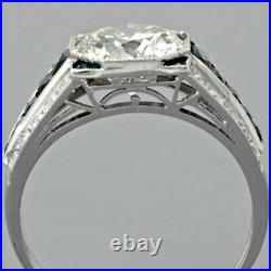 Vintage Art Deco 3.00Ct Round Cut Diamond Antique Engagement Ring In 935 Silver