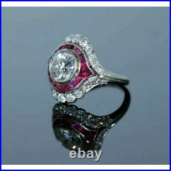 Vintage Art Deco 3.00Ct Round Cut Lab-Created Diamond Antique Engagement Rings