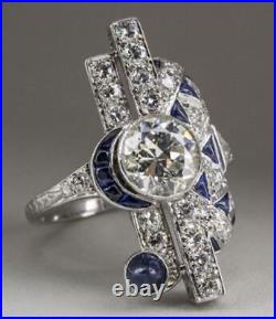 Vintage Art Deco 3.20Ct Round Cut Lab-Created Diamond Engagement Antique Ring