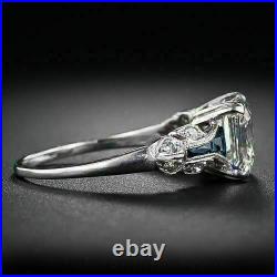 Vintage Art Deco 3.20Ct White Asscher Diamond 14k White Gold Engagement Ring