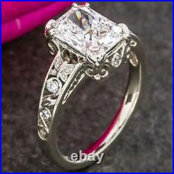 Vintage Art Deco 3.30Ct Radiant Cut Lab-Created Diamond Antique Engagement Ring