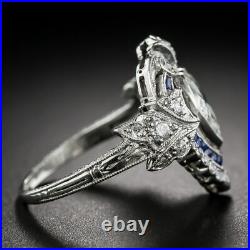Vintage Art Deco 3.35 Ct Heart Cut Lab Created Diamond Engagement 14K Gold Ring