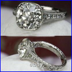 Vintage Art Deco 3.50 cts Round Cut Lab Created Diamond Engagement Wedding Ring
