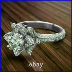 Vintage Art Deco 3.5Ct Round Cut Diamond 14K White Gold Finish Engagement Ring