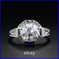 Vintage Art Deco 3.89 Ct Round Cut Lab Created Diamond Antique Engagement Ring