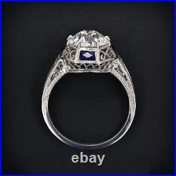 Vintage Art Deco 3.89 Ct Round Cut Lab Created Diamond Antique Engagement Ring