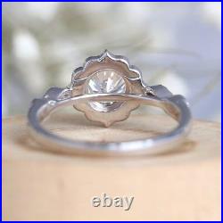Vintage Art Deco 3Ct Round Cut Lab-Created Diamond Single Halo Style 1920's Ring