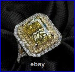 Vintage Art Deco 4.80 Ct Canary Diamond Antique Wedding Ring 925 Sterling Silver