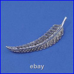 Vintage Art Deco Amazing Solid Argentium Silver Leaf Fantastic Fine Lapel Pin