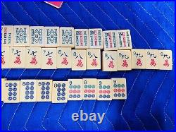 Vintage Art Deco Bakelite Mahjong Mah Jongg Set Game Butterscotch Case Tile Rack