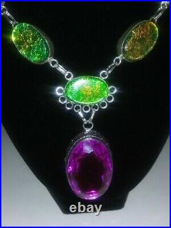 Vintage Art Deco Collectible Opal Amethyst Necklace A Must-have Stunning