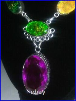 Vintage Art Deco Collectible Opal Amethyst Necklace A Must-have Stunning