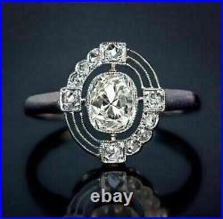 Vintage Art Deco Cushion CZ Engagement Ring 925 SS Mid 19th Century Luxe Jewelry