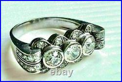 Vintage Art Deco Dazzling Ring 2.59 Ct Simulated Diamond 14K White Gold Plated