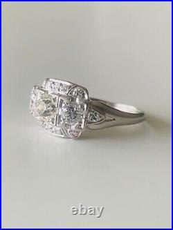 Vintage Art Deco Diamond Ring Platinum with an Old Mine Cut Diamond Size 5.75