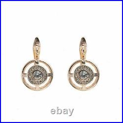 Vintage Art Deco Earrings 1Ct Round Real Moissanite 14K Rose Gold Plated Silver